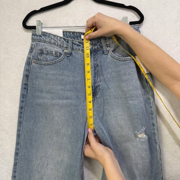 BP Jeans Womens 28 Blue Distressed Wide Leg High Rise Ripped Denim Pants - Picture 5 of 11